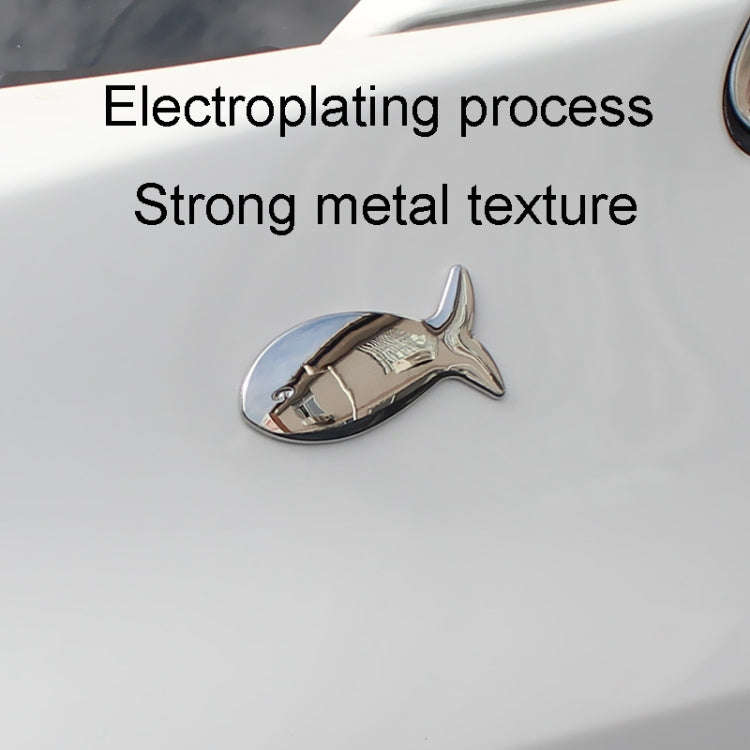 Fish-Shaped Car Metal Stickers Car Body Tail Marker Decorative Decals(Silver)
