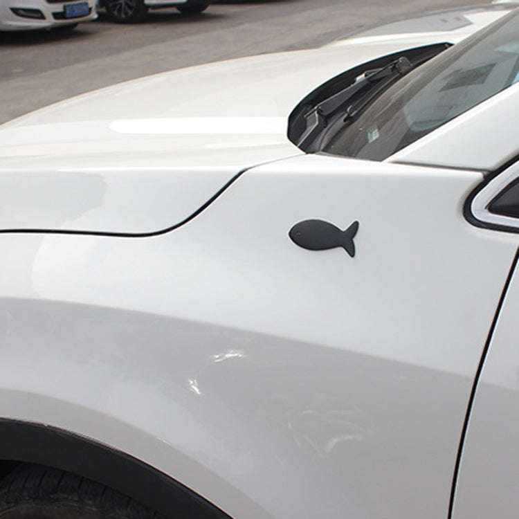 Fish-Shaped Car Metal Stickers Car Body Tail Marker Decorative Decals(Silver)