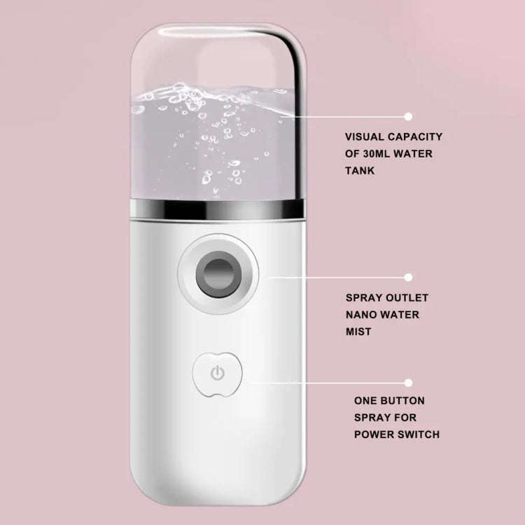 30ml Handheld Alcohol Disinfectant Instrument USB Interface Hydration Meter Humidifier, Color: White