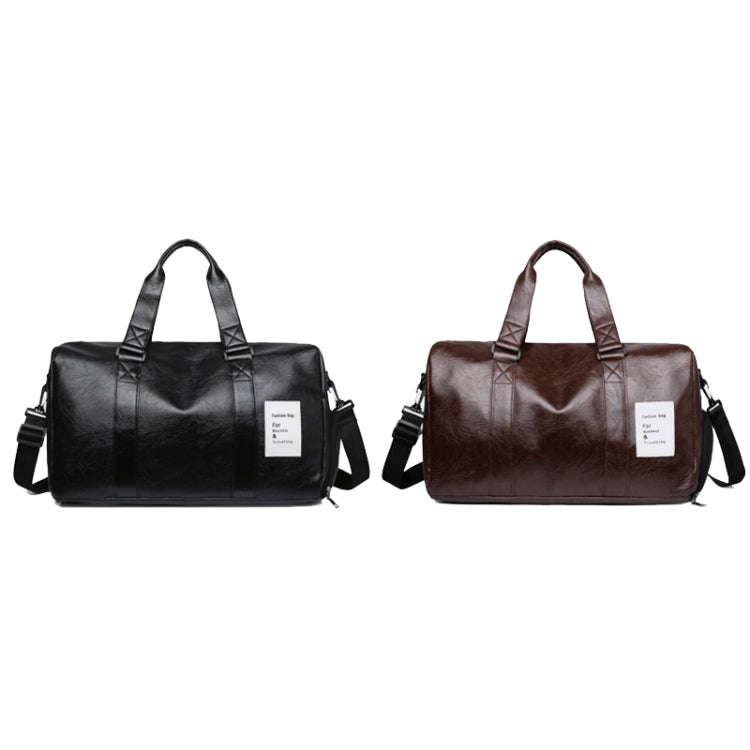 PU Leather Travel Fitness Bag Yoga Sport Training Bag with Shoe Compartment(Black)