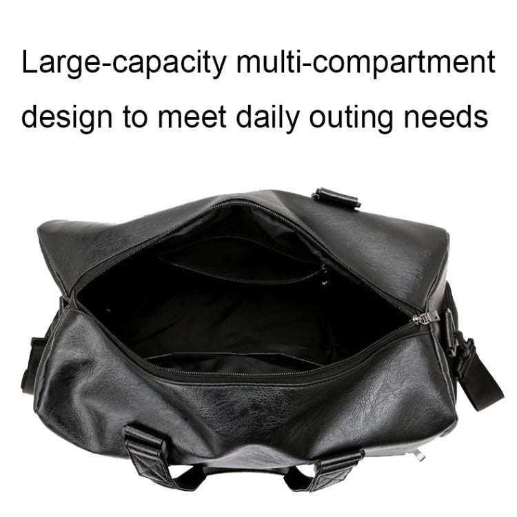 PU Leather Travel Fitness Bag Yoga Sport Training Bag with Shoe Compartment(Black)