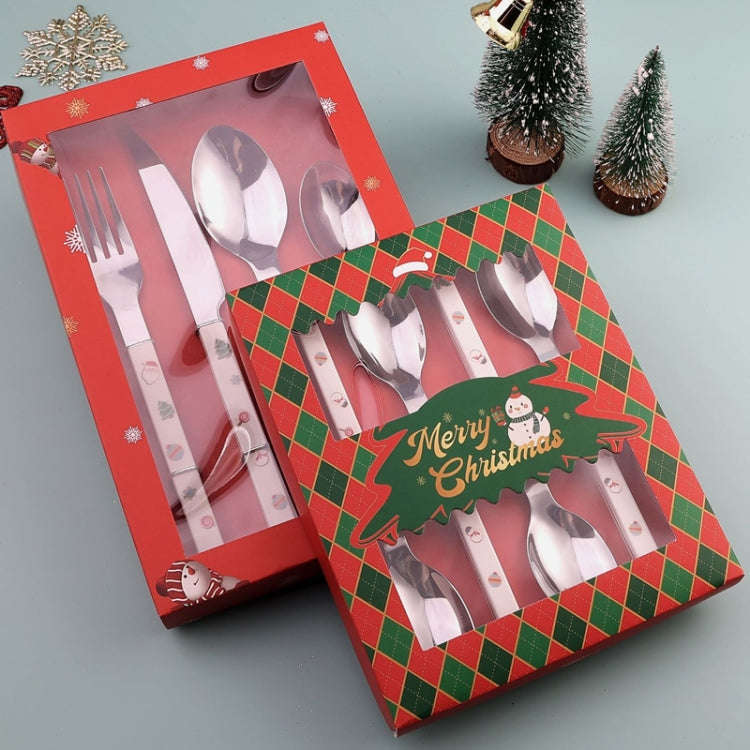 4pcs /Pack Christmas Knife Fork And Spoon Set Cartoon Cutlery Gift Box(Knife Fork Spoons)