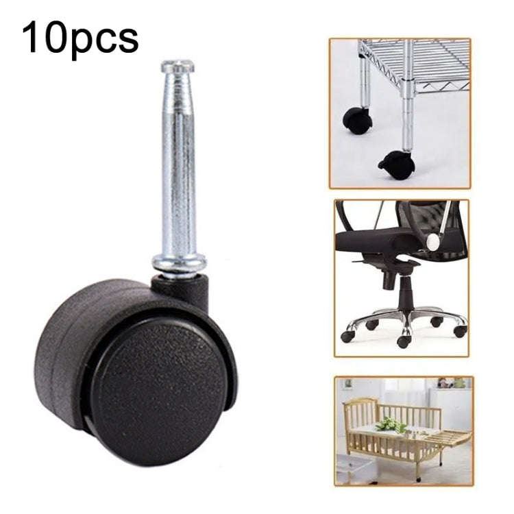 10pcs Swivel Furniture Casters Office Chair Baby Crib Sofa Wheel, Spec: 1 Inch Without Brake