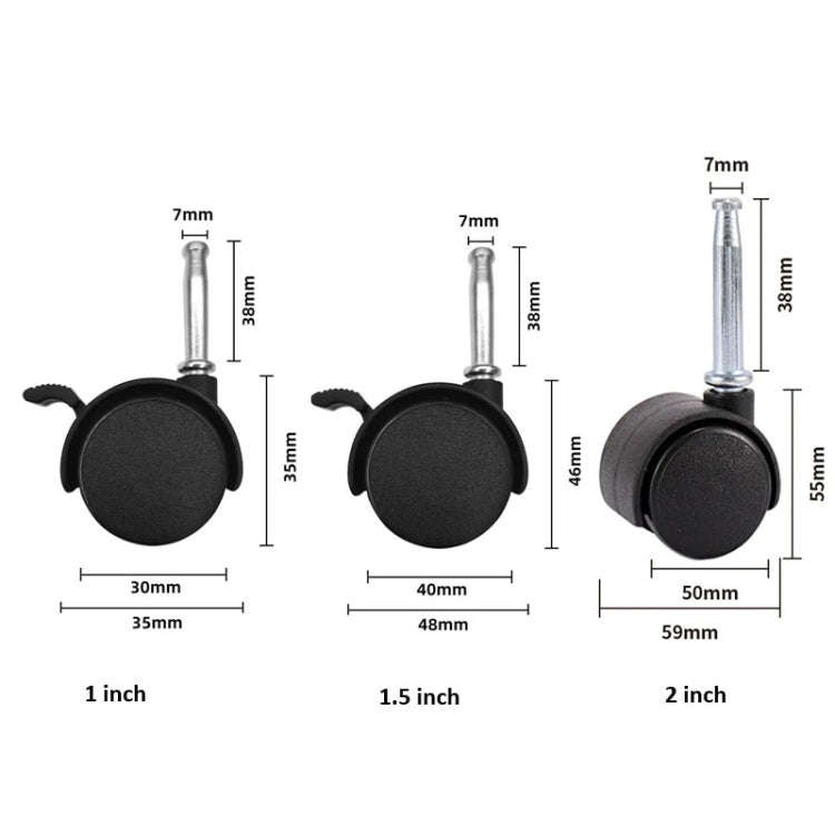 10pcs Swivel Furniture Casters Office Chair Baby Crib Sofa Wheel, Spec: 2 Inch With Brake