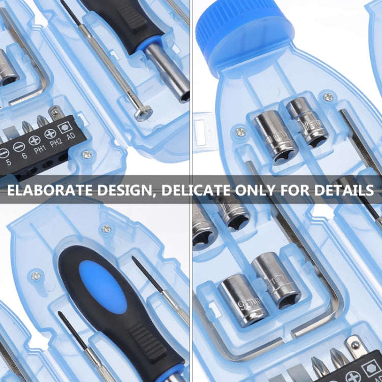 15 In 1 Drinking Bottle Tool Set Transparent Plastic Box Utensil Kit(Transparent Blue)