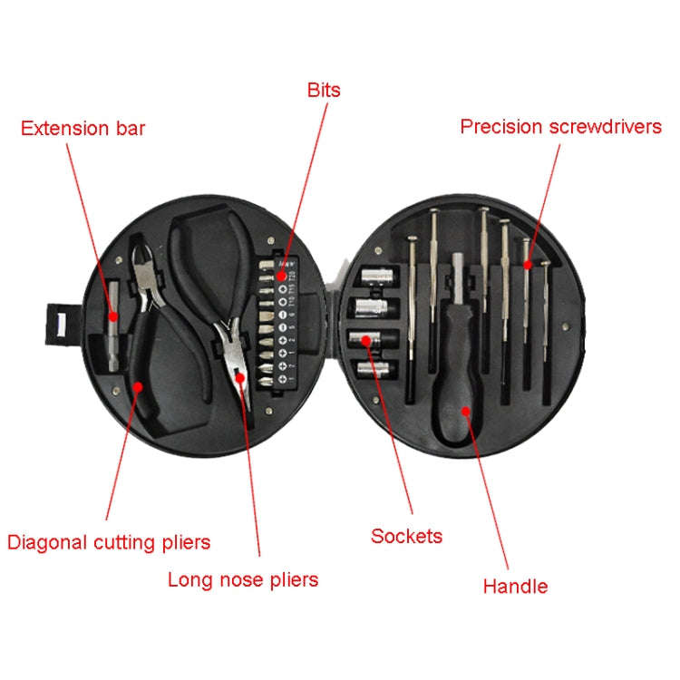24 In 1 Tire Shaped Tool Set Home Hardware Utility Combinations(Black)