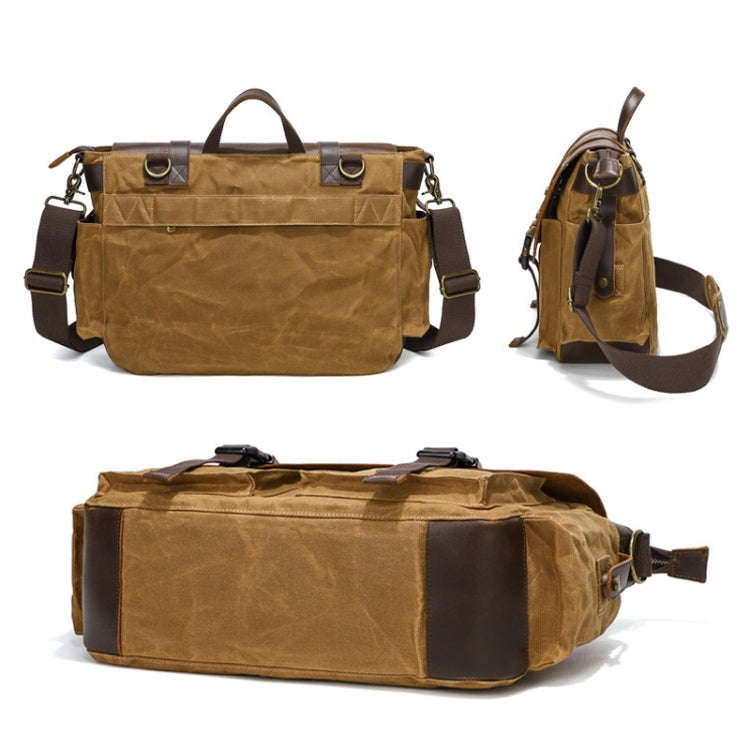 Outdoor Shoulder Crossbody Bag Leather Waxed Canvas Casual Bag(S11 Gray)