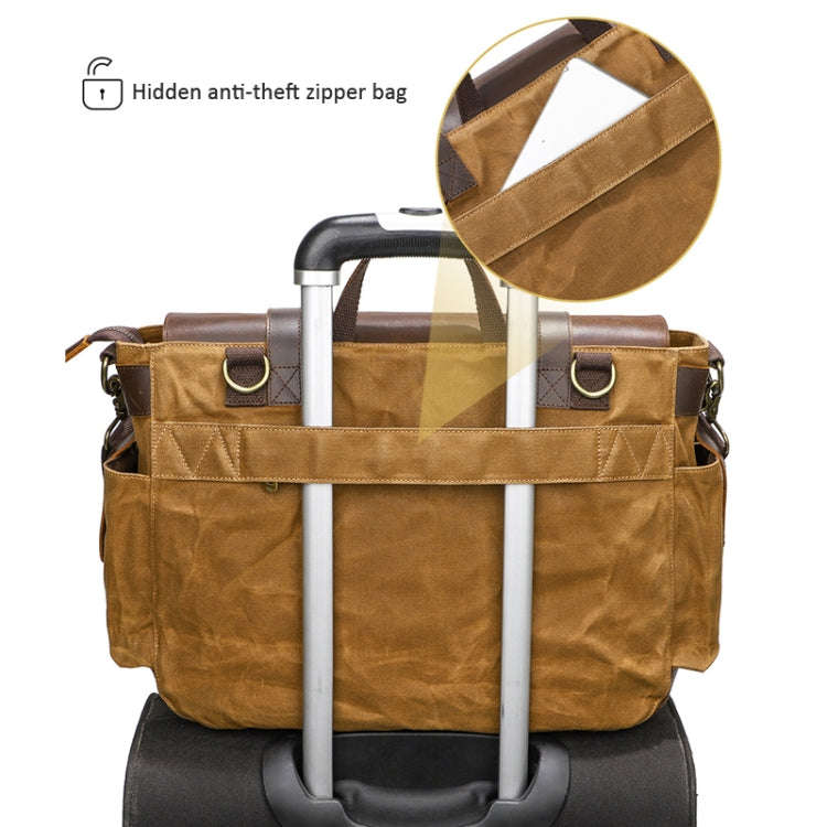 Outdoor Shoulder Crossbody Bag Leather Waxed Canvas Casual Bag(S11 Gray)