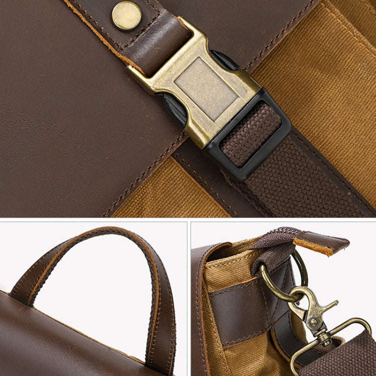 Outdoor Shoulder Crossbody Bag Leather Waxed Canvas Casual Bag(S11 Gray)