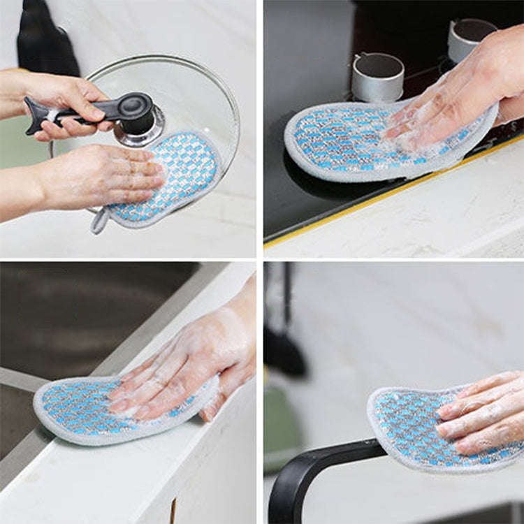 5pcs Double-sided Absorbent Kitchen Dishwashing Sponge Multifunctional Cleaning Rag, Style: Red