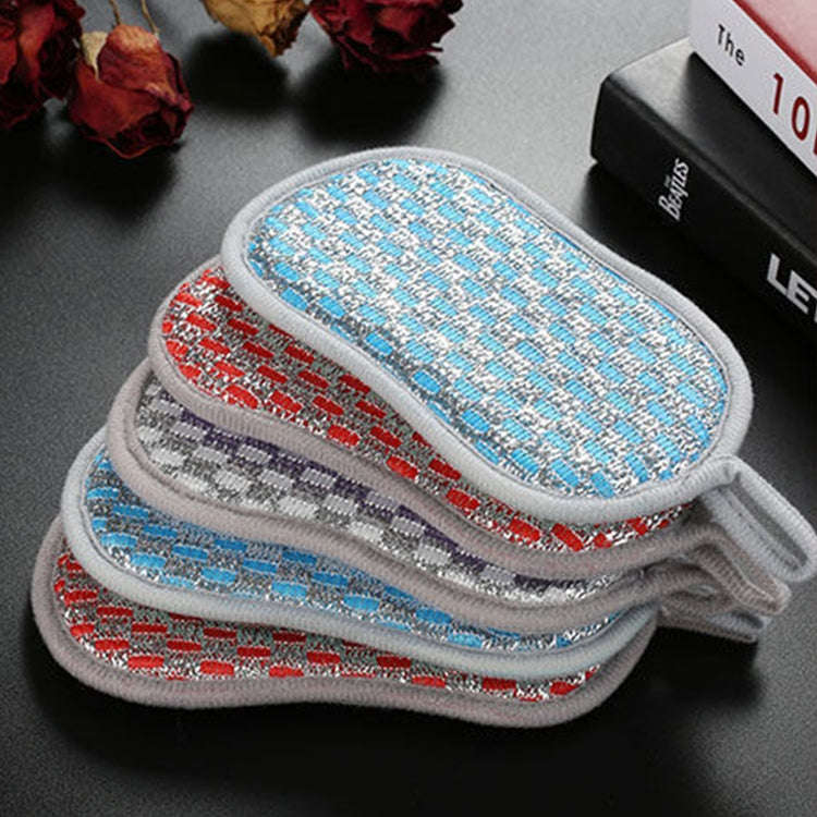 5pcs Double-sided Absorbent Kitchen Dishwashing Sponge Multifunctional Cleaning Rag, Style: Red