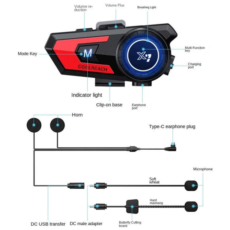 X7 Motorcycle Helmet Bluetooth Headset Riding Navigation Listening Song Soft Hard Wheat(Blue)