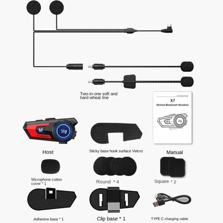 X7 Motorcycle Helmet Bluetooth Headset Riding Navigation Listening Song Soft Hard Wheat(Blue)