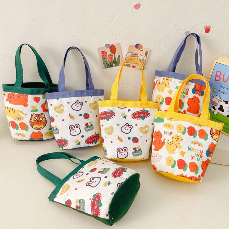 Children Cute Cartoon Canvas Bag Graffiti Bento Bag Parent-Child Handbag, Style: Model 2 (Yellow)