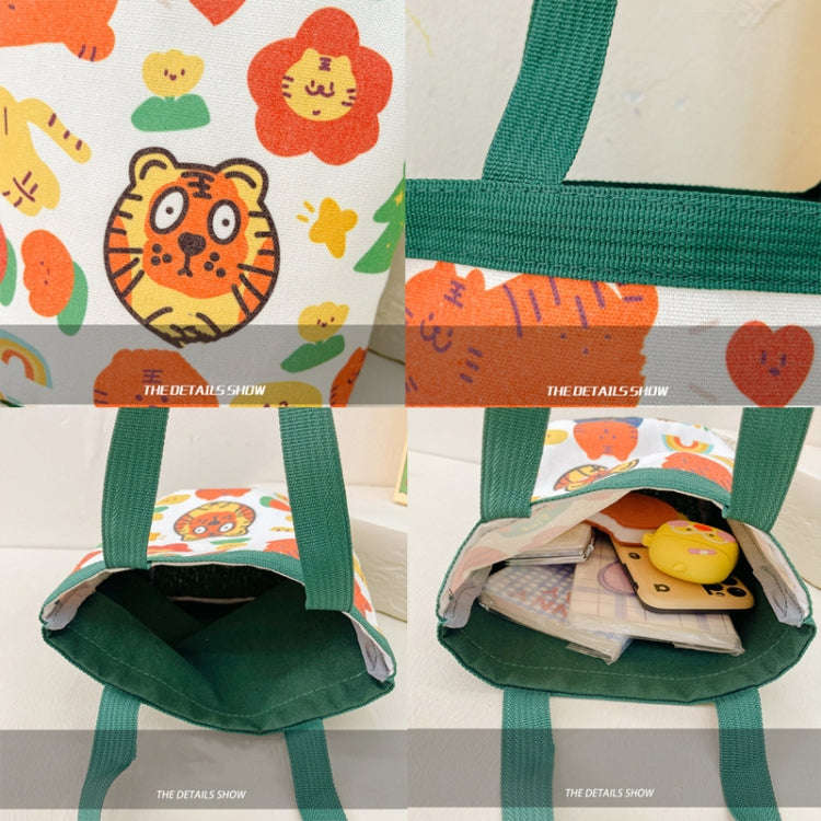 Children Cute Cartoon Canvas Bag Graffiti Bento Bag Parent-Child Handbag, Style: Model 2 (Yellow)