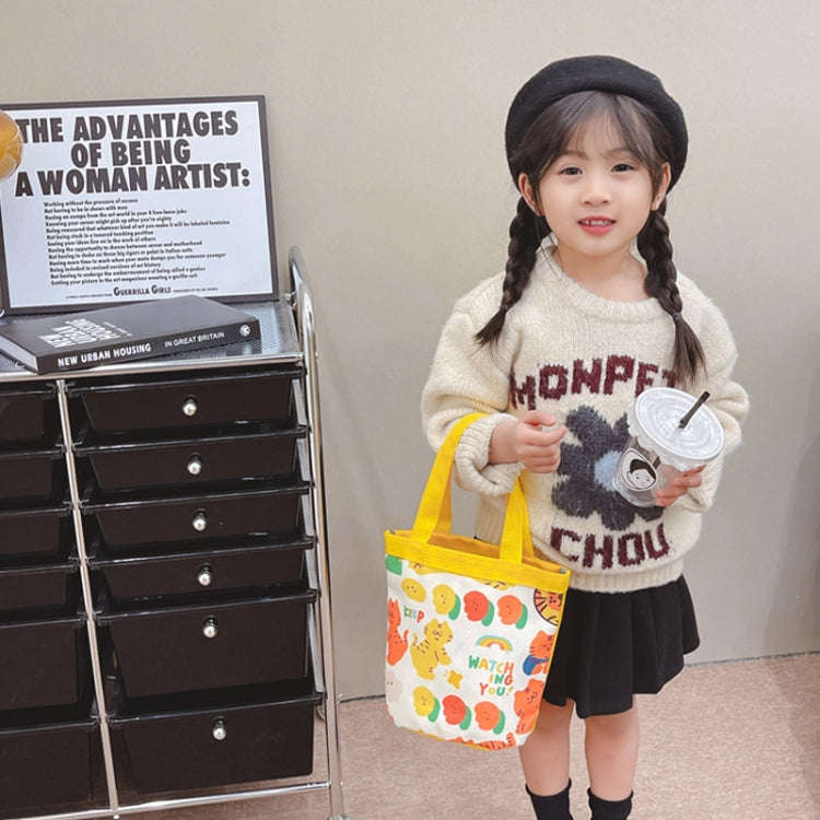 Children Cute Cartoon Canvas Bag Graffiti Bento Bag Parent-Child Handbag, Style: Model 2 (Green)