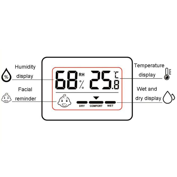 Household Indoor Mini Electronic Temperature And Humidity Meter With Stand(Black)
