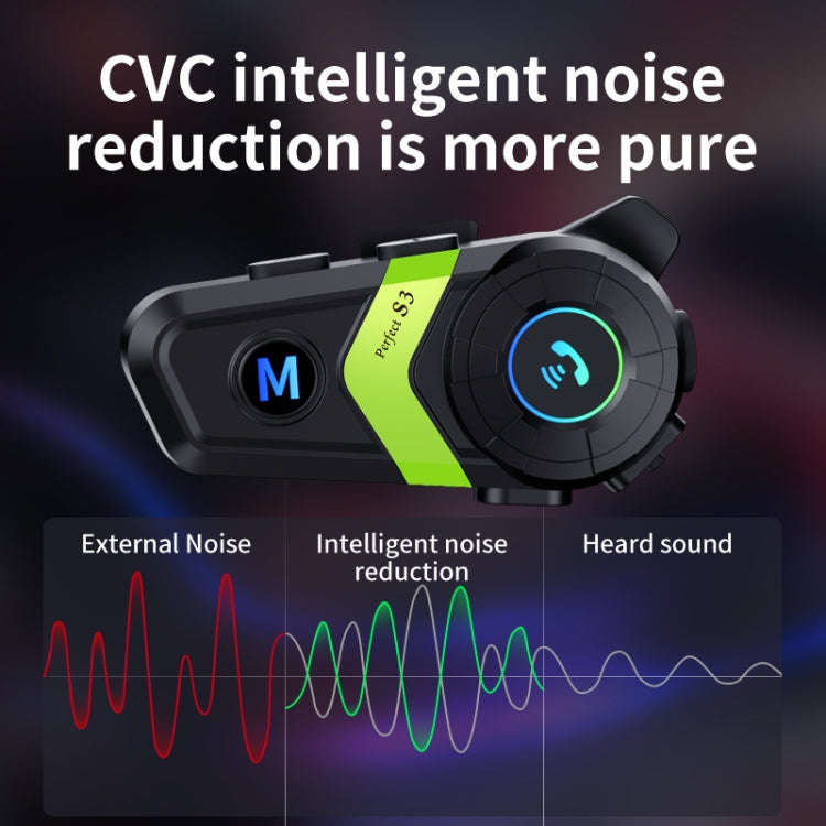 S3 Motorcycle Helmet Bluetooth Headset For Full and Half Helmets(Green)