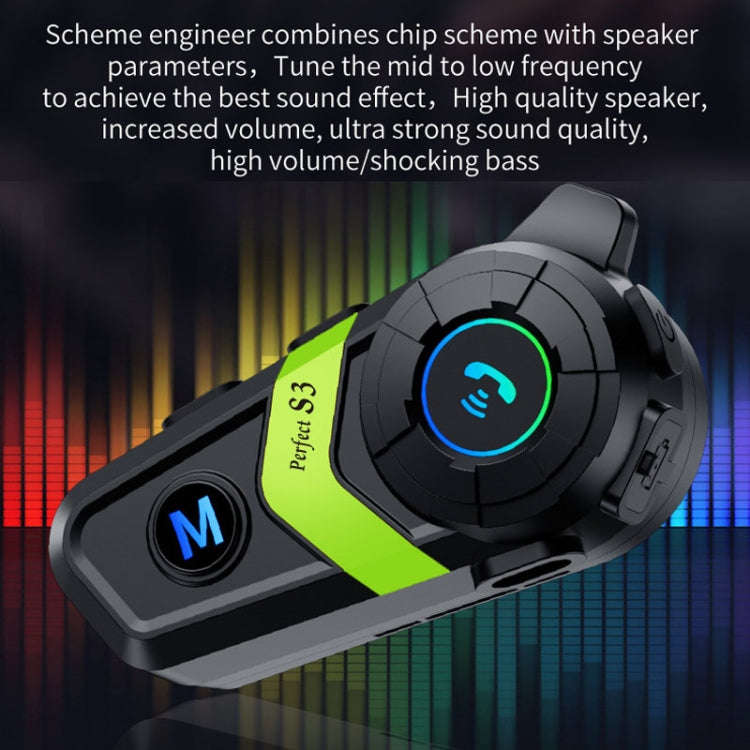 S3 Motorcycle Helmet Bluetooth Headset For Full and Half Helmets(Green)