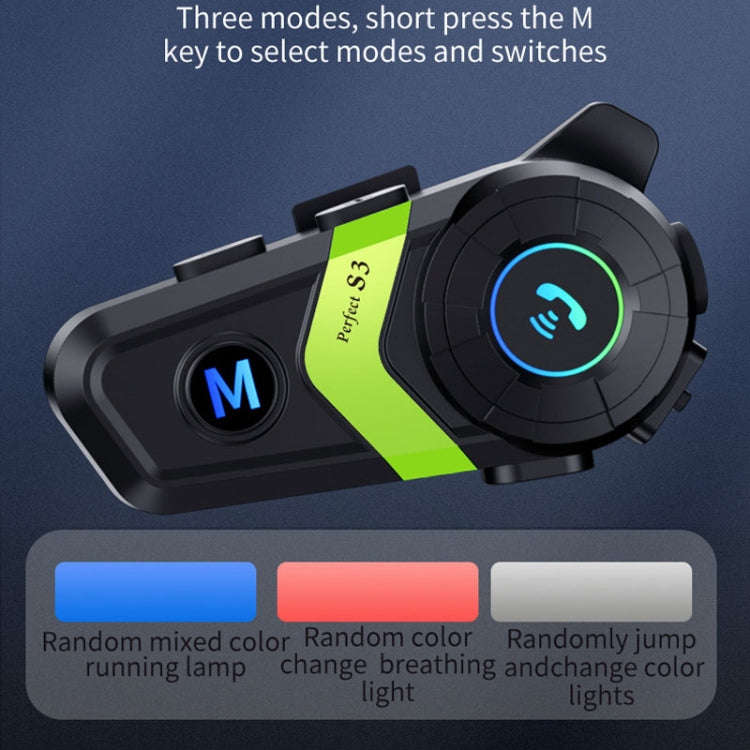 S3 Motorcycle Helmet Bluetooth Headset For Full and Half Helmets(Green)