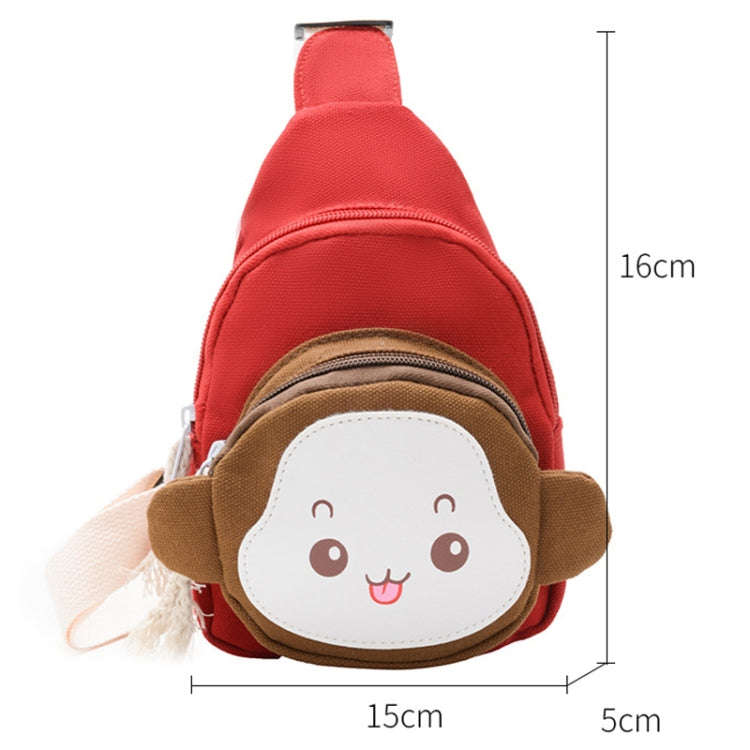 Children Chest Bag Cute Cartoon Monkey Crossbody Shoulder Bag Coin Backpacks(Red)