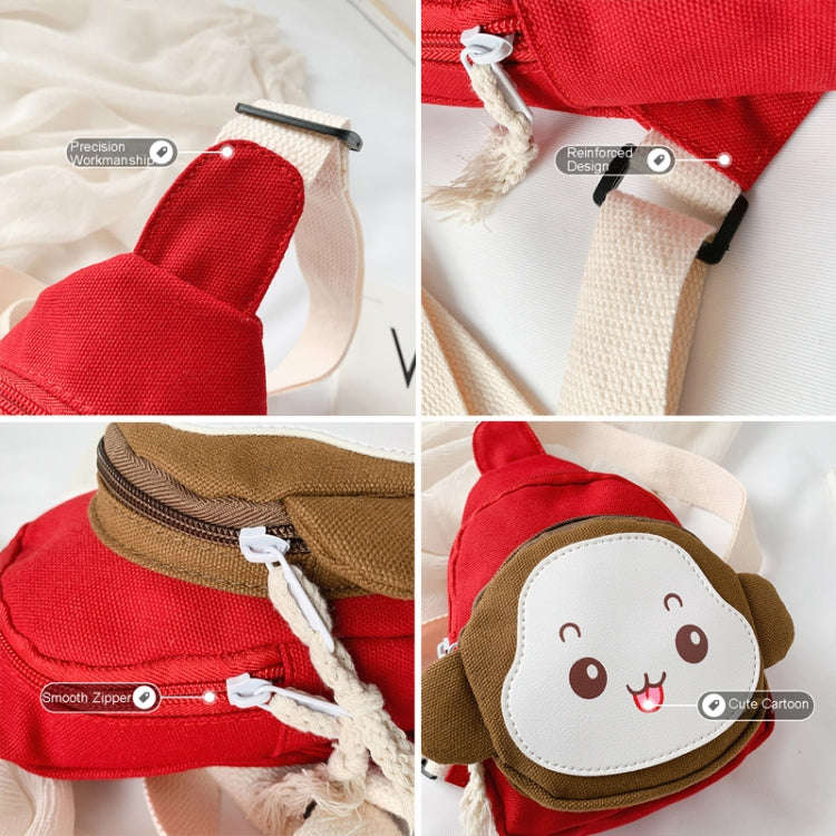 Children Chest Bag Cute Cartoon Monkey Crossbody Shoulder Bag Coin Backpacks(Pink)