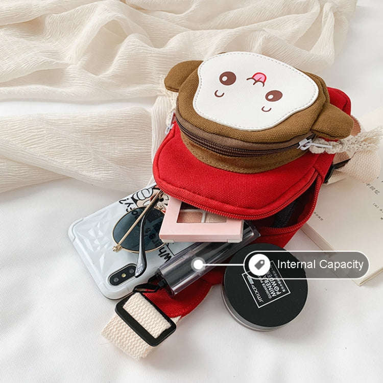 Children Chest Bag Cute Cartoon Monkey Crossbody Shoulder Bag Coin Backpacks(Pink)