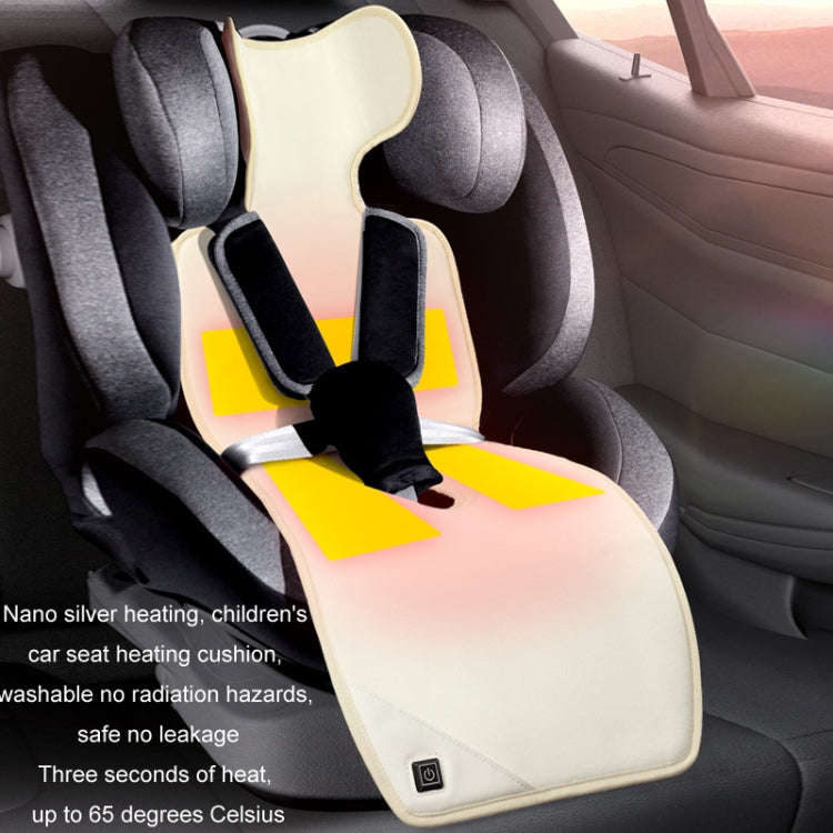 Car USB Heated Seat Cushion Winter Plush Child Seat Pad, Size: 90x32cm(Beige)