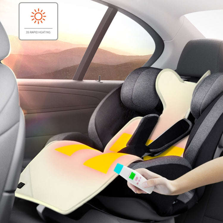 Car USB Heated Seat Cushion Winter Plush Child Seat Pad, Size: 90x32cm(Beige)