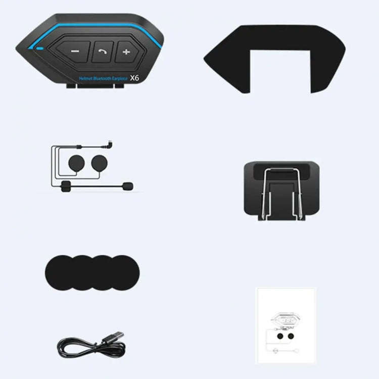 X6 Helmet Bluetooth Headset Wireless Waterproof Moto Handsfree Stereo Headphone(Hard Pipe Wheat)
