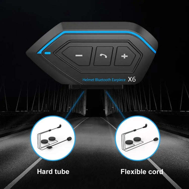 X6 Helmet Bluetooth Headset Wireless Waterproof Moto Handsfree Stereo Headphone(Hard Pipe Wheat)