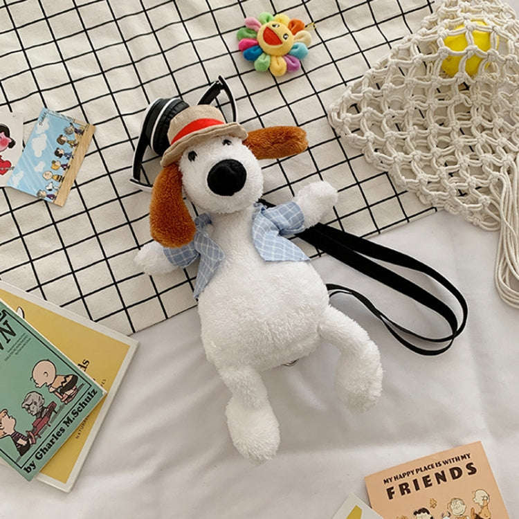 Cartoon Plush Doll Shoulder Bag Cute Puppy  Crossbody Bag, Style: Puppy White Blue