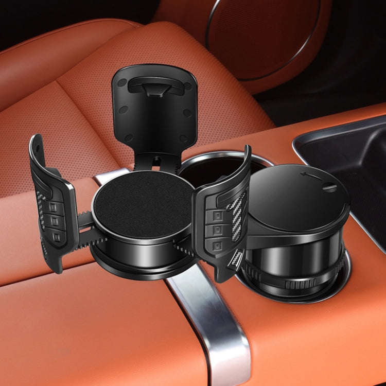 Carbon Fiber Multifunctional Car Modified Water Cup Holder Ashtray(Black)
