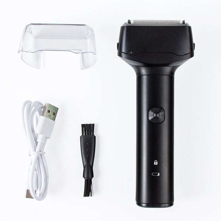 Men Reciprocating 3-Blade Rechargeable Shaver Washable Portable Beard Razor(Black)