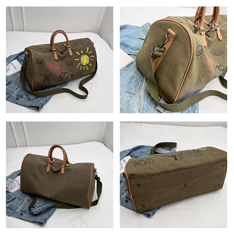 Graffiti Personal Travel Bags Outdoor Casual Large Capacity Handheld Crossbody Bag(Black)