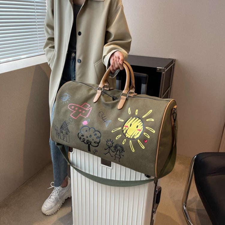 Graffiti Personal Travel Bags Outdoor Casual Large Capacity Handheld Crossbody Bag(Green)