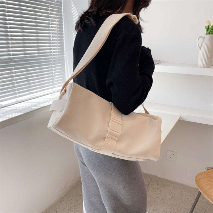 Nylon Waterproof Travel Crossbody Bag Leisure Sports Fitness Bags(Beige)