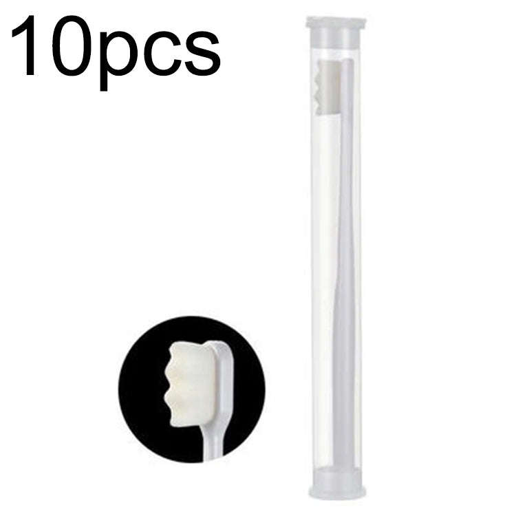 10pcs Nano Silk Soft Bristle Independent Packing Portable Couple Toothbrush, Spec: White Wave