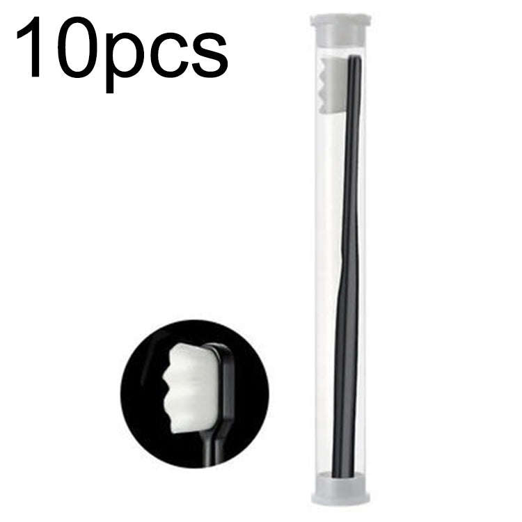 10pcs Nano Silk Soft Bristle Independent Packing Portable Couple Toothbrush, Spec: Black Wave