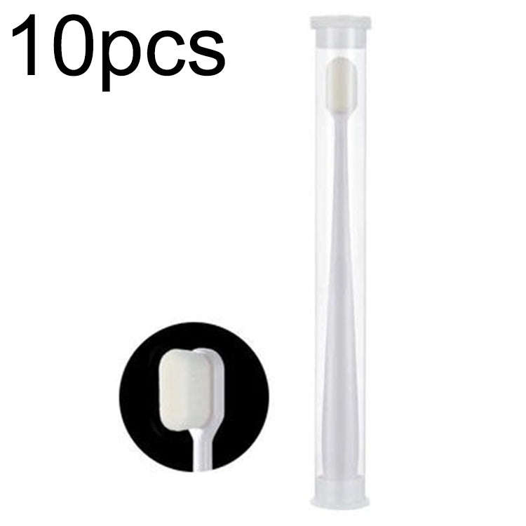 10pcs Nano Silk Soft Bristle Independent Packing Portable Couple Toothbrush, Spec: White Flat-head