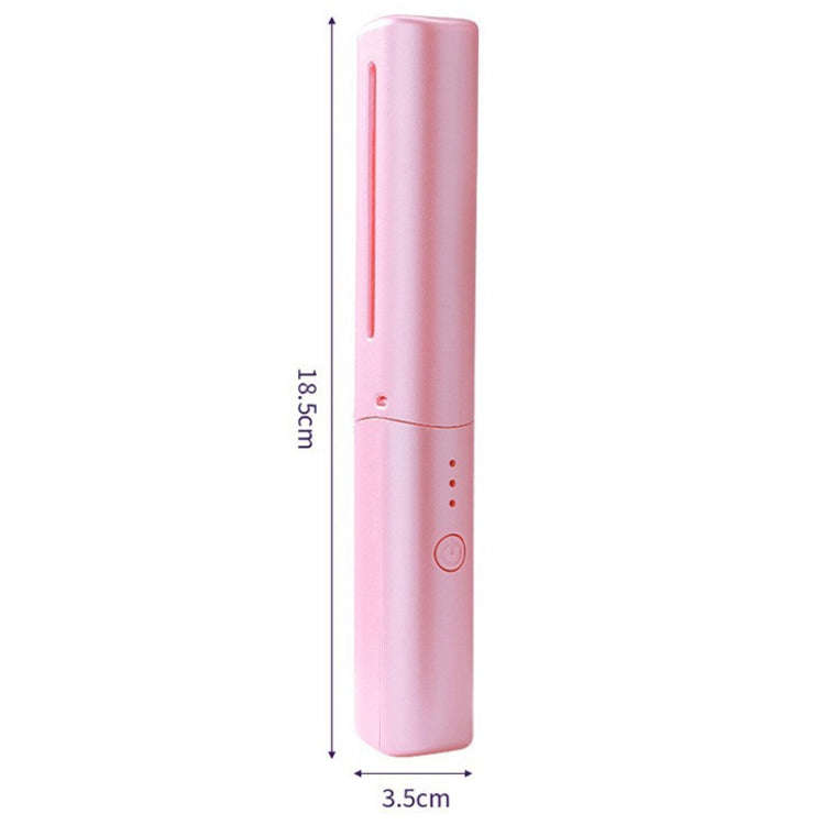 2 In 1 Portable USB Rechargeable Hair Curler Dual Usage Hair Straightening Comb(Pink)