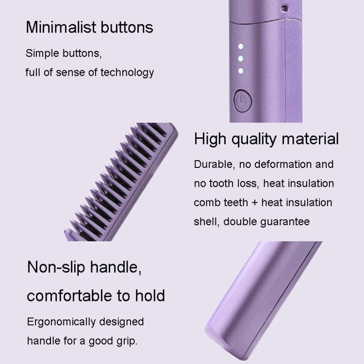 2 In 1 Portable USB Rechargeable Hair Curler Dual Usage Hair Straightening Comb(Green)
