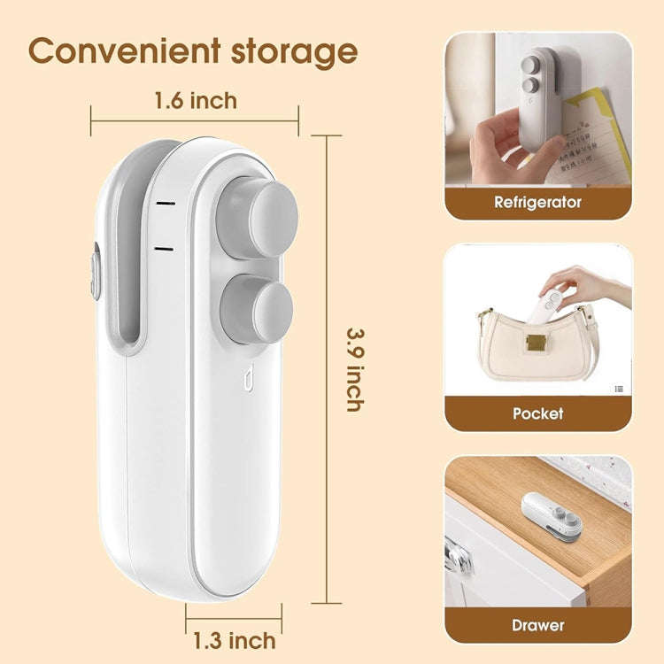 Small 2-in-1 Rechargeable Magnetic Snack Sealer Household Mini Sealing Machine(White)