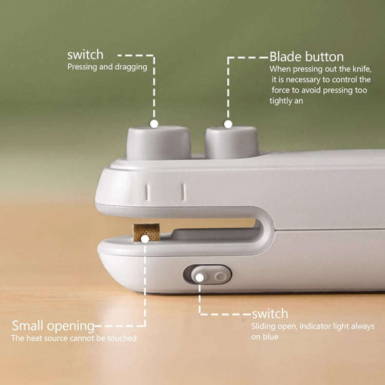 Small 2-in-1 Rechargeable Magnetic Snack Sealer Household Mini Sealing Machine(White)