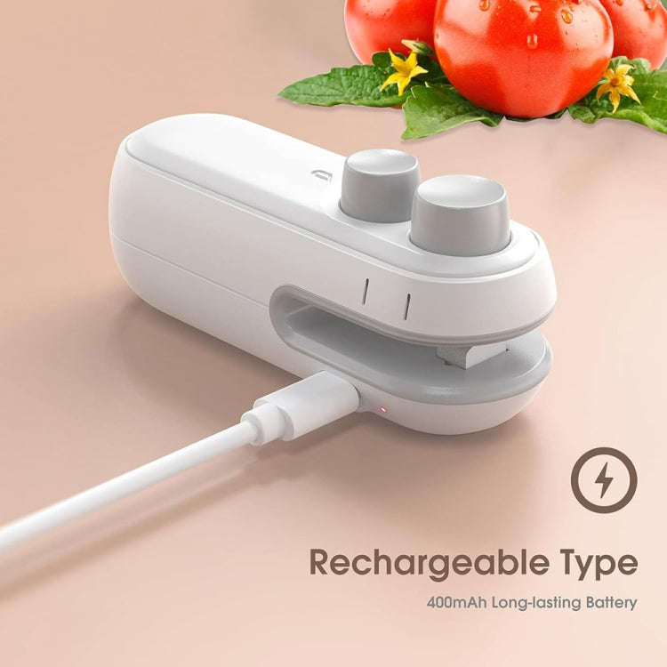 Small 2-in-1 Rechargeable Magnetic Snack Sealer Household Mini Sealing Machine(White)