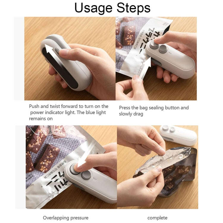 Small 2-in-1 Rechargeable Magnetic Snack Sealer Household Mini Sealing Machine(White)