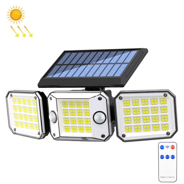 Outdoor Triple Head 224LEDs Dual Sensor Solar Wall Light Rotating Body Sensor Light Garden Home L...