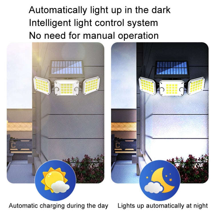 Outdoor Triple Head 224LEDs Dual Sensor Solar Wall Light Rotating Body Sensor Light Garden Home L...