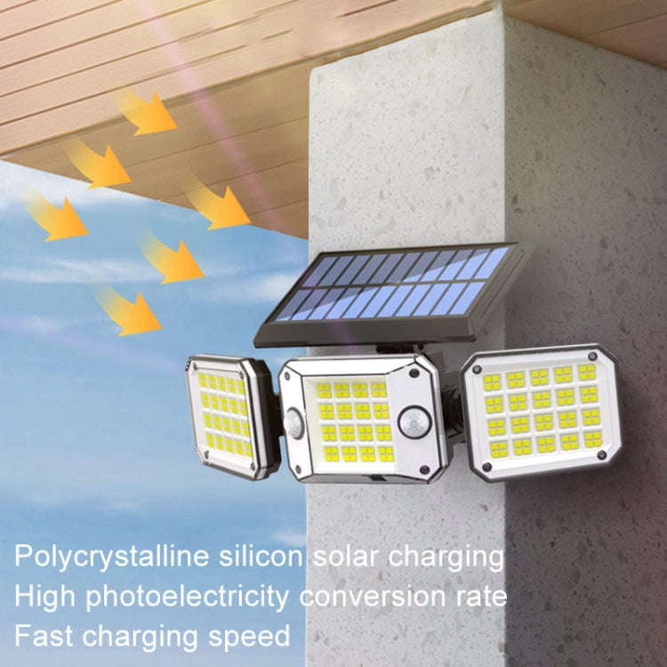 Outdoor Triple Head 224LEDs Dual Sensor Solar Wall Light Rotating Body Sensor Light Garden Home L...