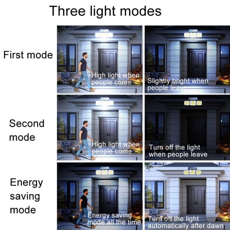 Outdoor Triple Head 224LEDs Dual Sensor Solar Wall Light Rotating Body Sensor Light Garden Home L...